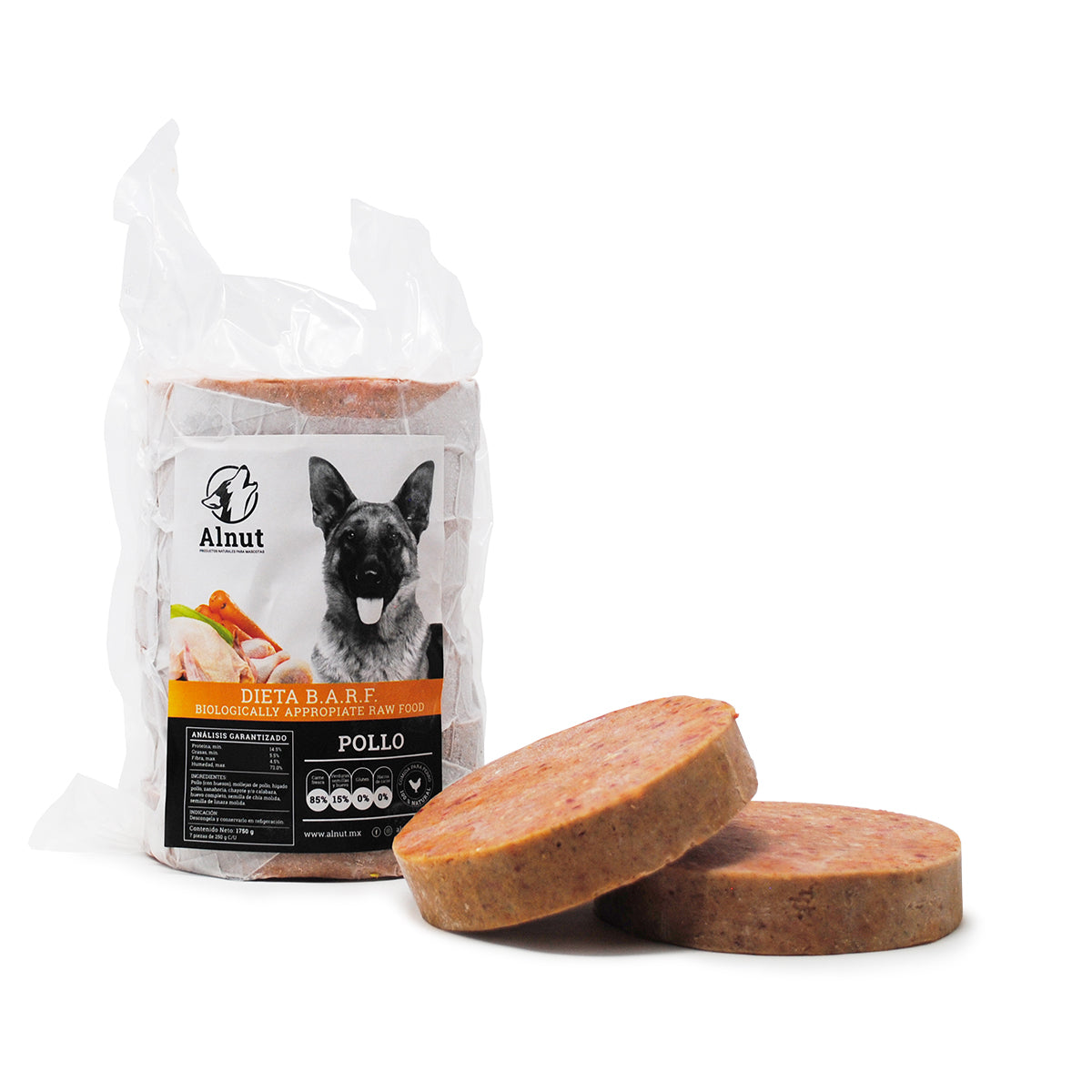 Alimento Perro BARF Pollo (7 pz 250 gr) 1.75 kg Alnut