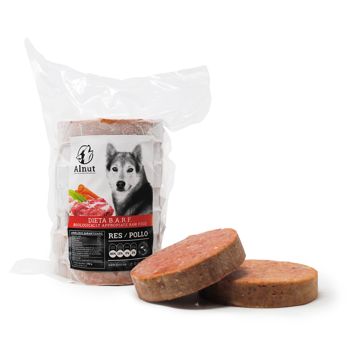 Alimento Perro BARF Res Pollo (7 pz 250 gr) 1.75 kg Alnut