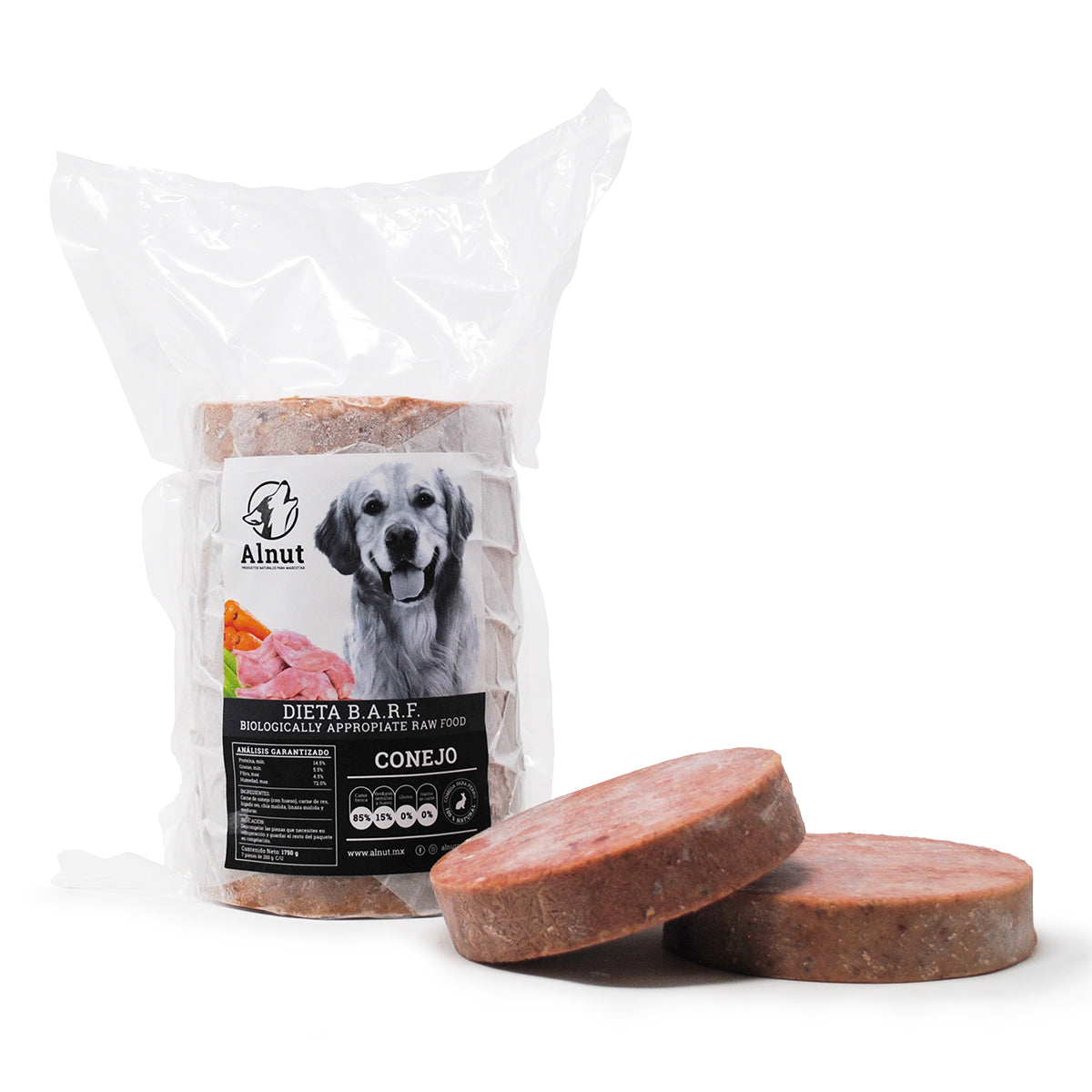 Alimento Perro BARF Conejo (7 pz 250 gr) 1.75 Kg Alnut