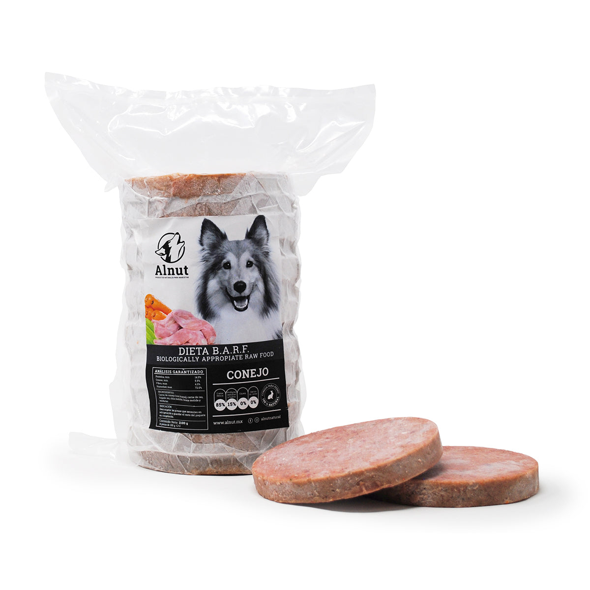 Alimento Perro BARF Conejo (14 pz 150 gr) 2.10 Kg Alnut