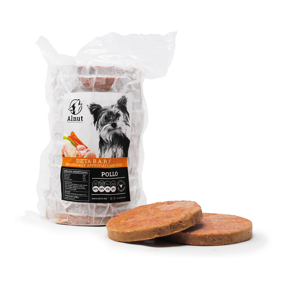 Alimento Perro BARF Pollo (14 pz 150 gr) 2.10 Kg Alnut