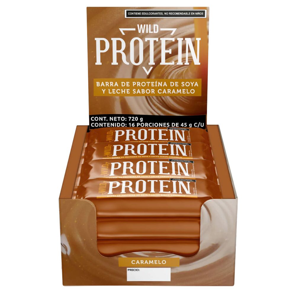 Barra de Proteína Caramelo 45 gr Caja 16 pz Wild Foods