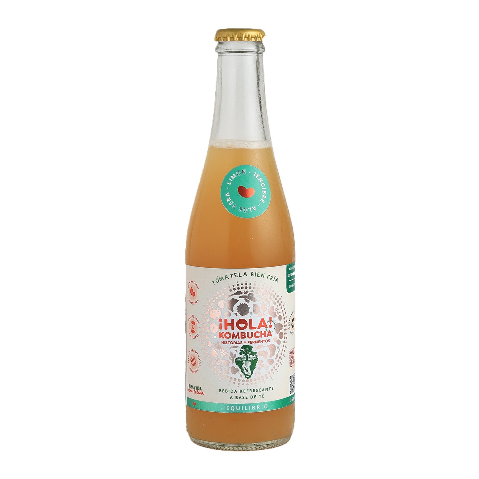 Equilibrio: Limón Jengibre Aloe 360 ml Hola Kombucha