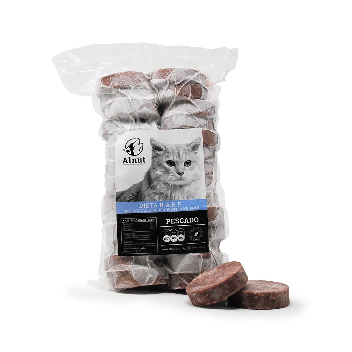 Alimento Gato BARF Pescado (28 pz 60 gr) 1.68 Kg Alnut